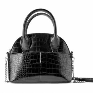 ZARA ANIMAL EMBOSSED MINI BOWLING BLACK BAG